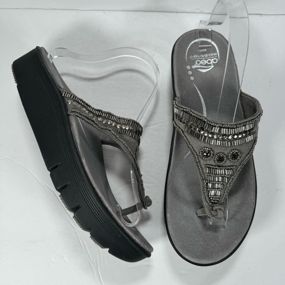 Abeo Shoes - Abeo B.I.O. System Mystic Wedge Beaded Comfort Sandals Pewter Women’s Size 11